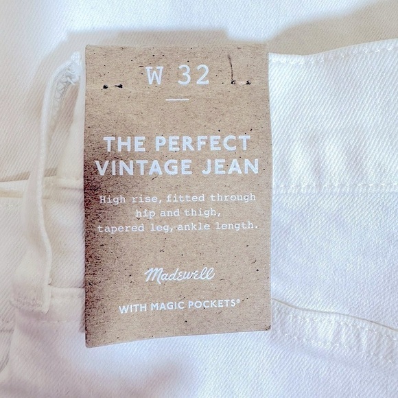 NWT Madewell The Perfect Vintage Jean White Size 32 - Picture 10 of 14